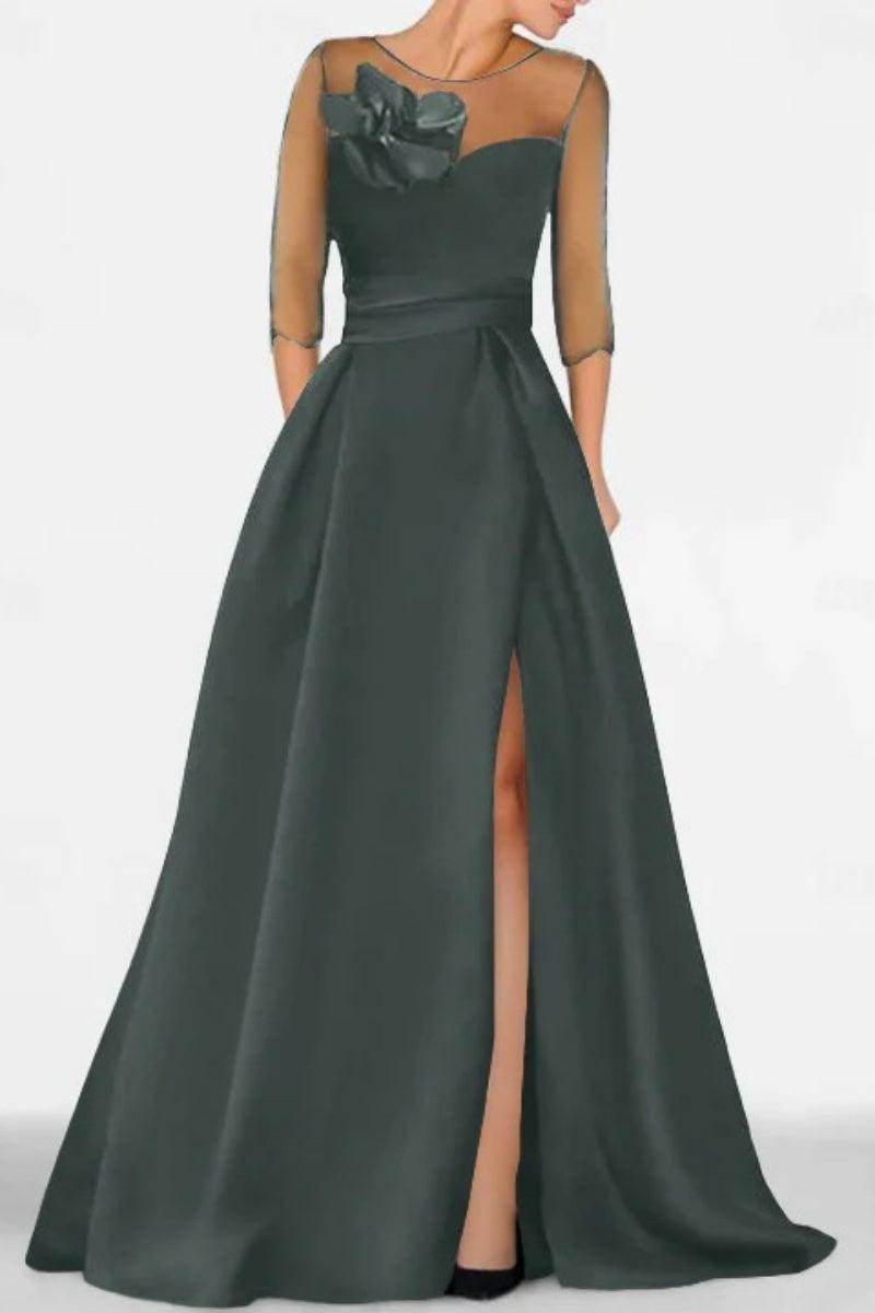 A Line Sweetheart 3/4 Sleeves High Split Mother Dresses CM0338