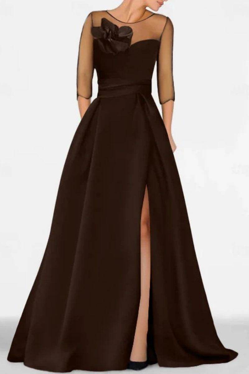 A Line Sweetheart 3/4 Sleeves High Split Mother Dresses CM0338