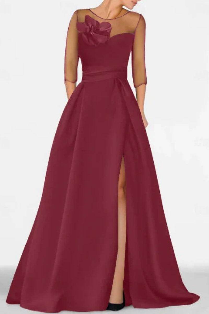 A Line Sweetheart 3/4 Sleeves High Split Mother Dresses CM0338