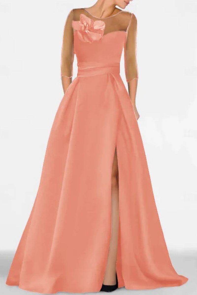 A Line Sweetheart 3/4 Sleeves High Split Mother Dresses CM0338
