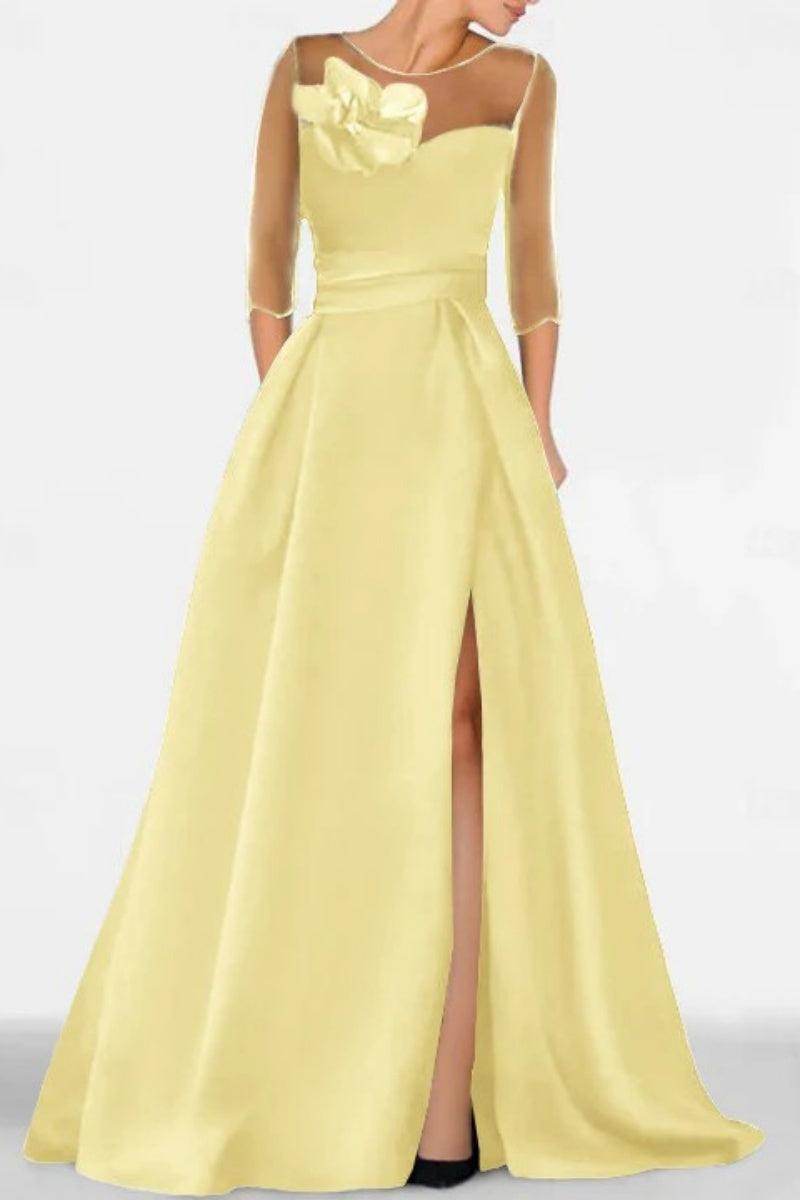 A Line Sweetheart 3/4 Sleeves High Split Mother Dresses CM0338
