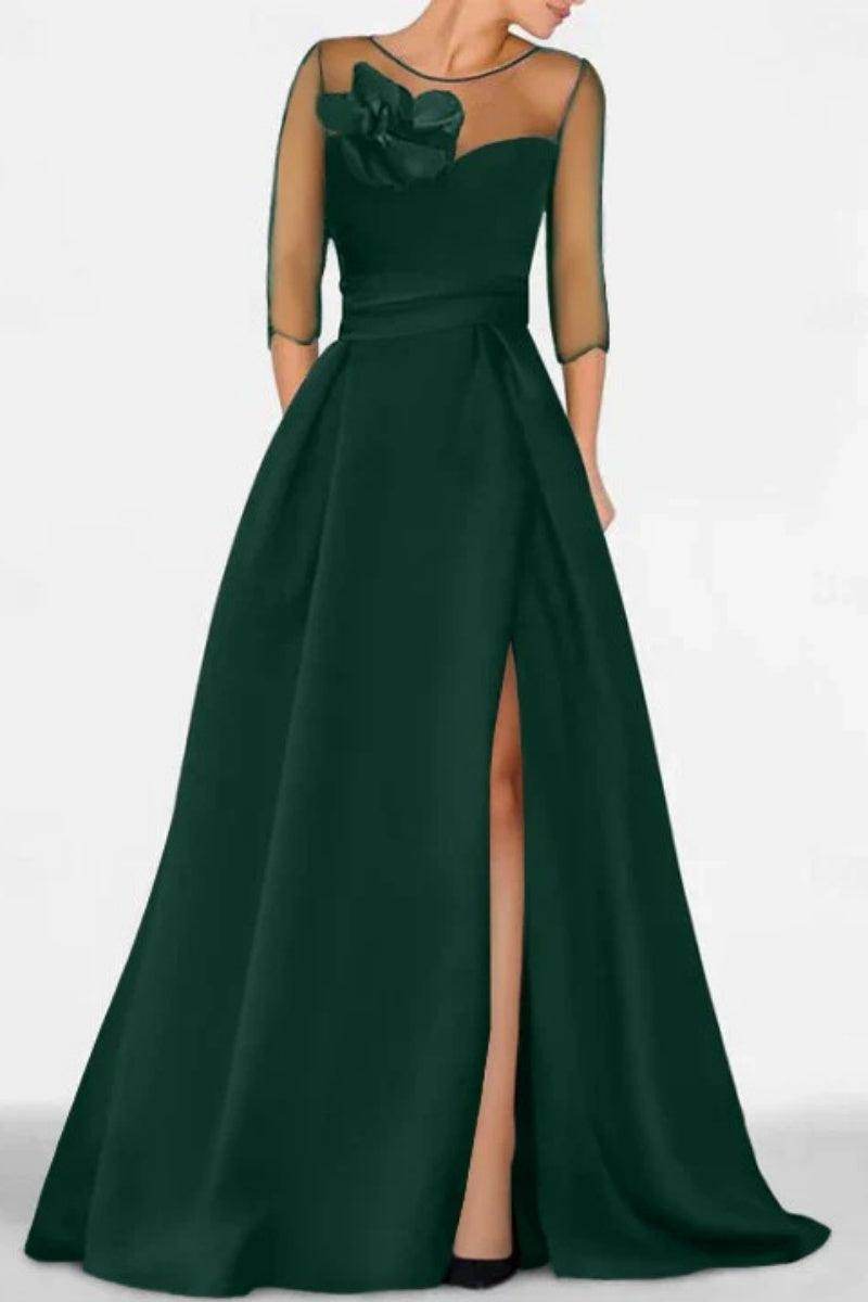A Line Sweetheart 3/4 Sleeves High Split Mother Dresses CM0338