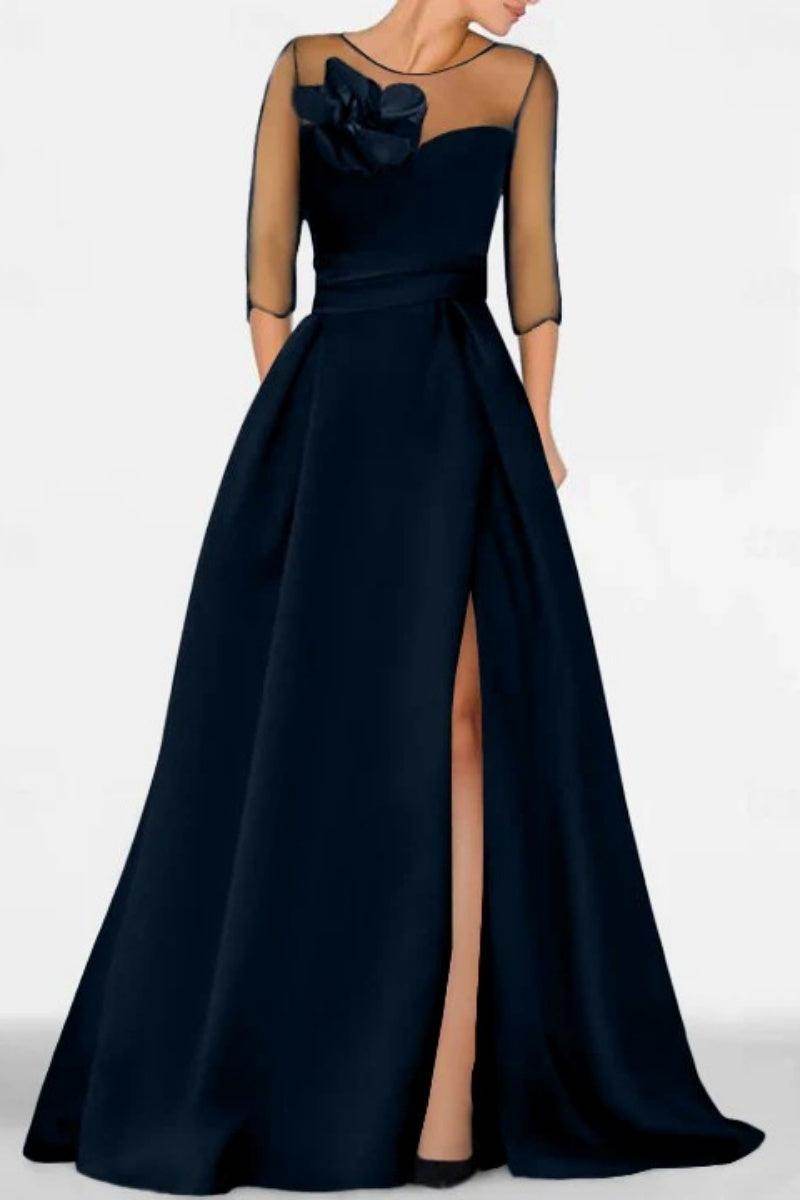 A Line Sweetheart 3/4 Sleeves High Split Mother Dresses CM0338