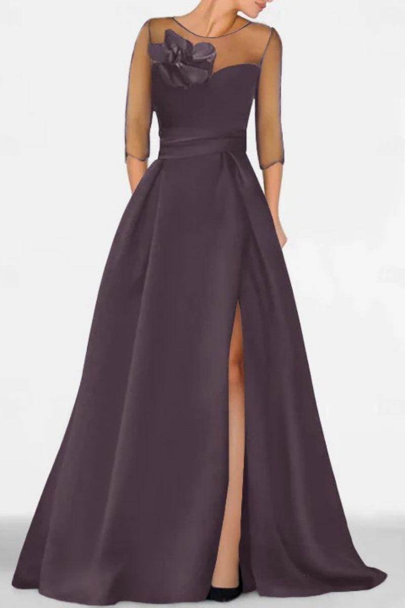 A Line Sweetheart 3/4 Sleeves High Split Mother Dresses CM0338