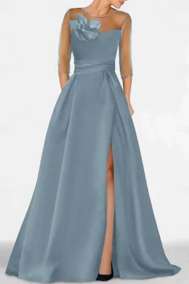 A Line Sweetheart 3/4 Sleeves High Split Mother Dresses CM0338