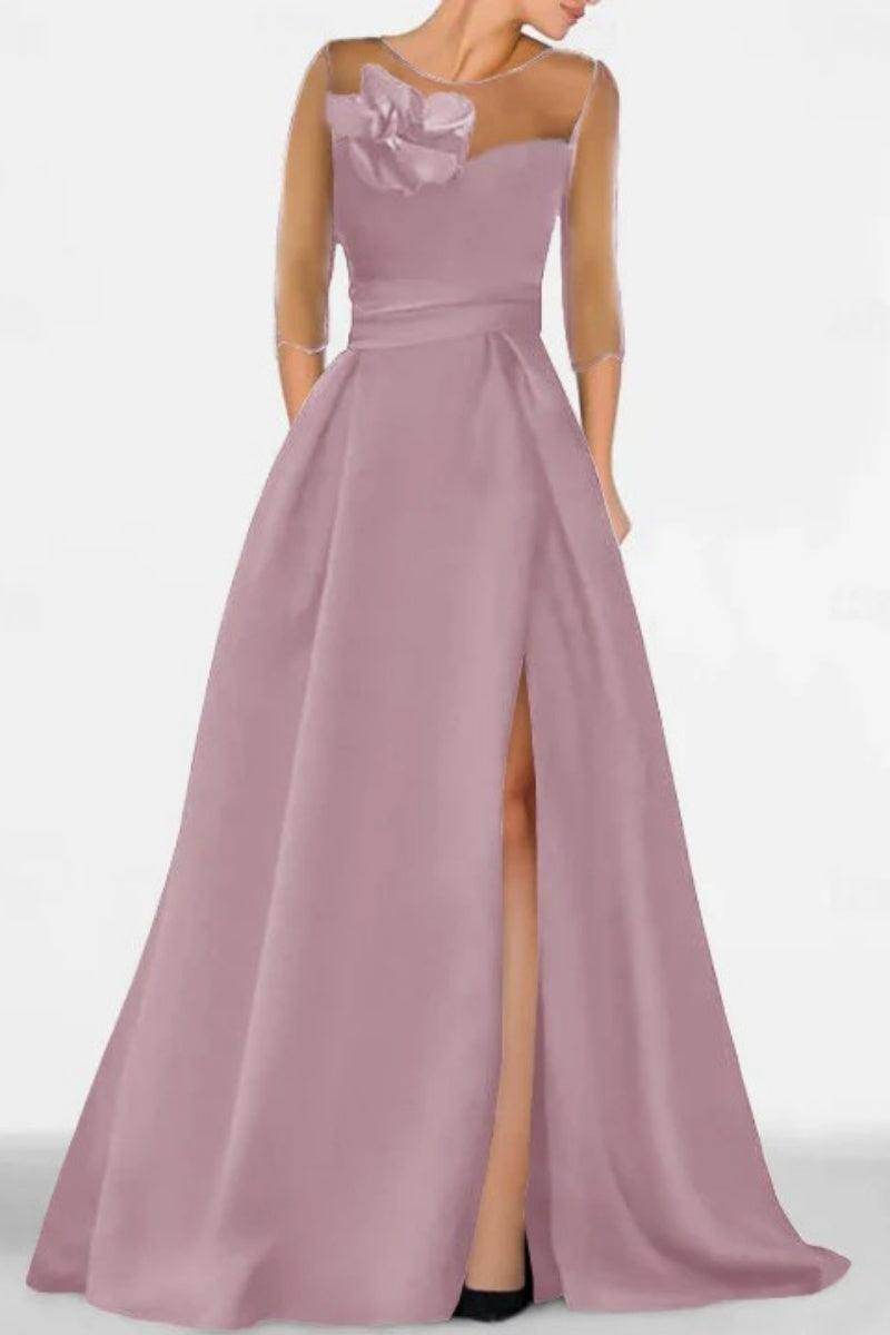 A Line Sweetheart 3/4 Sleeves High Split Mother Dresses CM0338