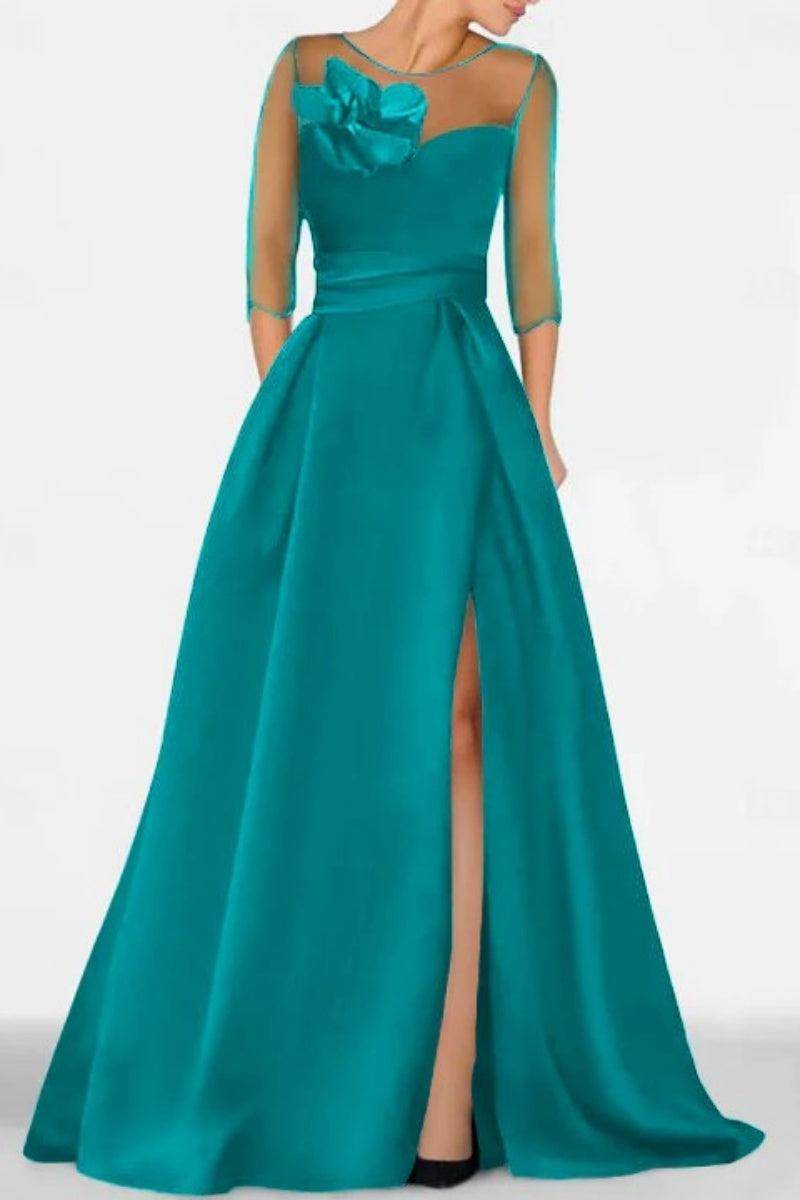 A Line Sweetheart 3/4 Sleeves High Split Mother Dresses CM0338