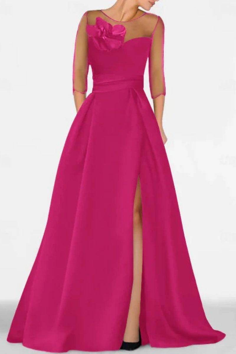 A Line Sweetheart 3/4 Sleeves High Split Mother Dresses CM0338