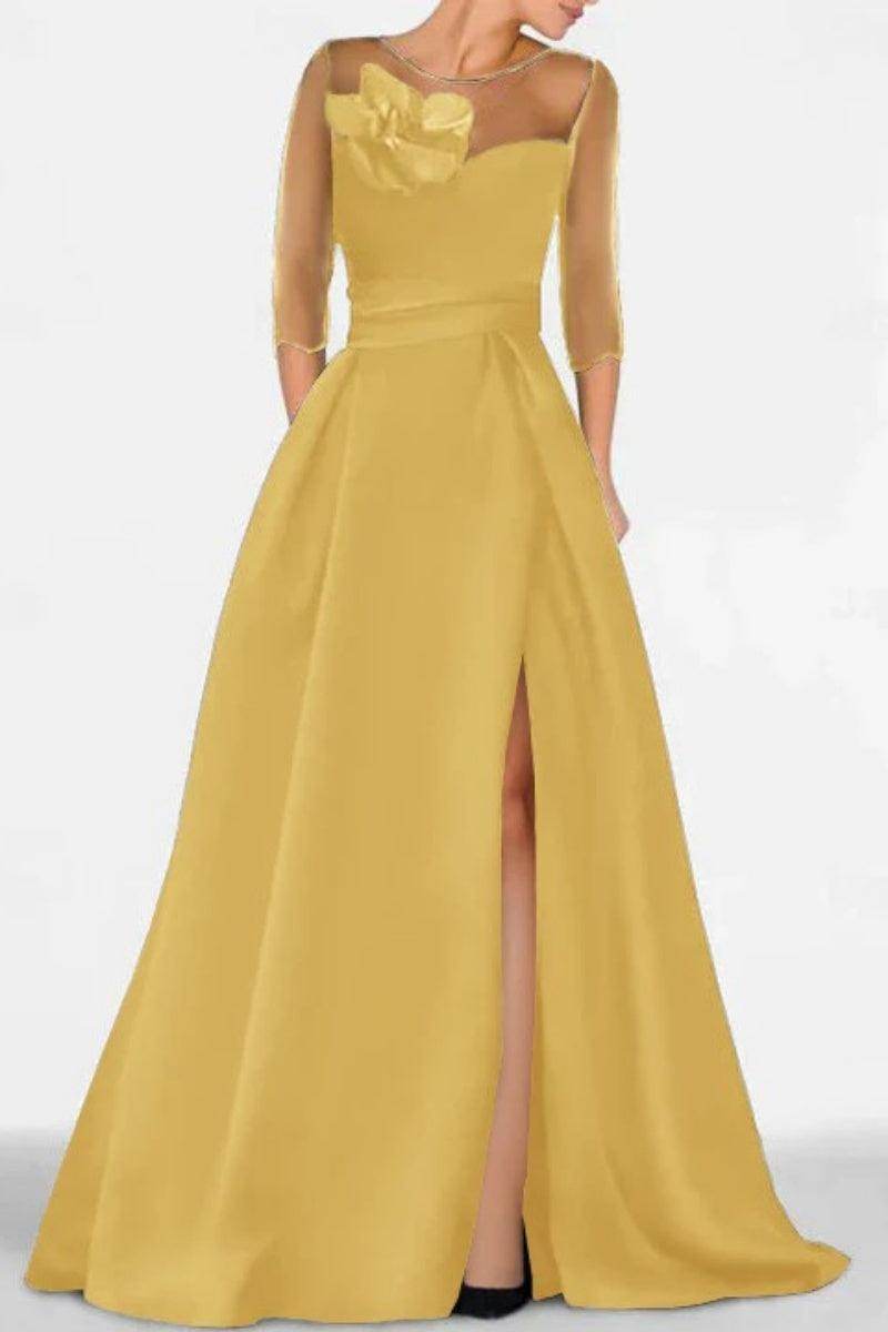 A Line Sweetheart 3/4 Sleeves High Split Mother Dresses CM0338