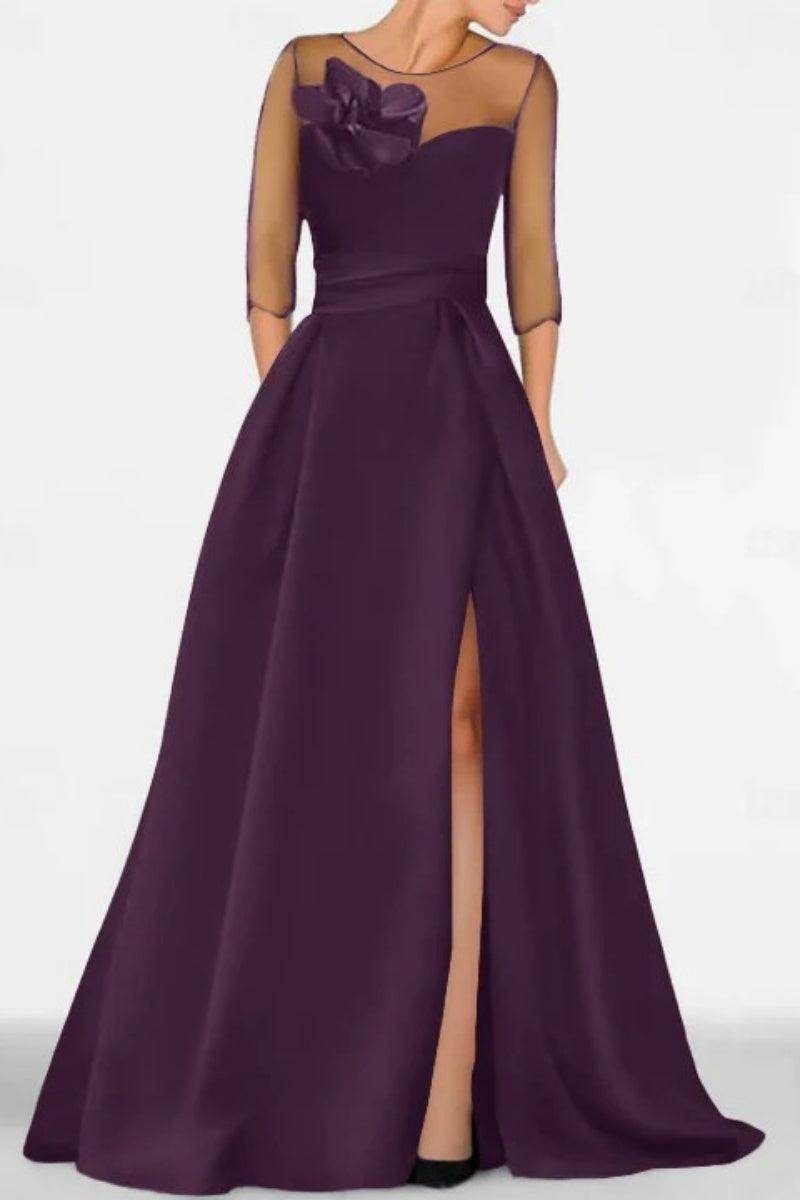 A Line Sweetheart 3/4 Sleeves High Split Mother Dresses CM0338