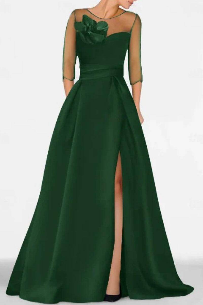 A Line Sweetheart 3/4 Sleeves High Split Mother Dresses CM0338