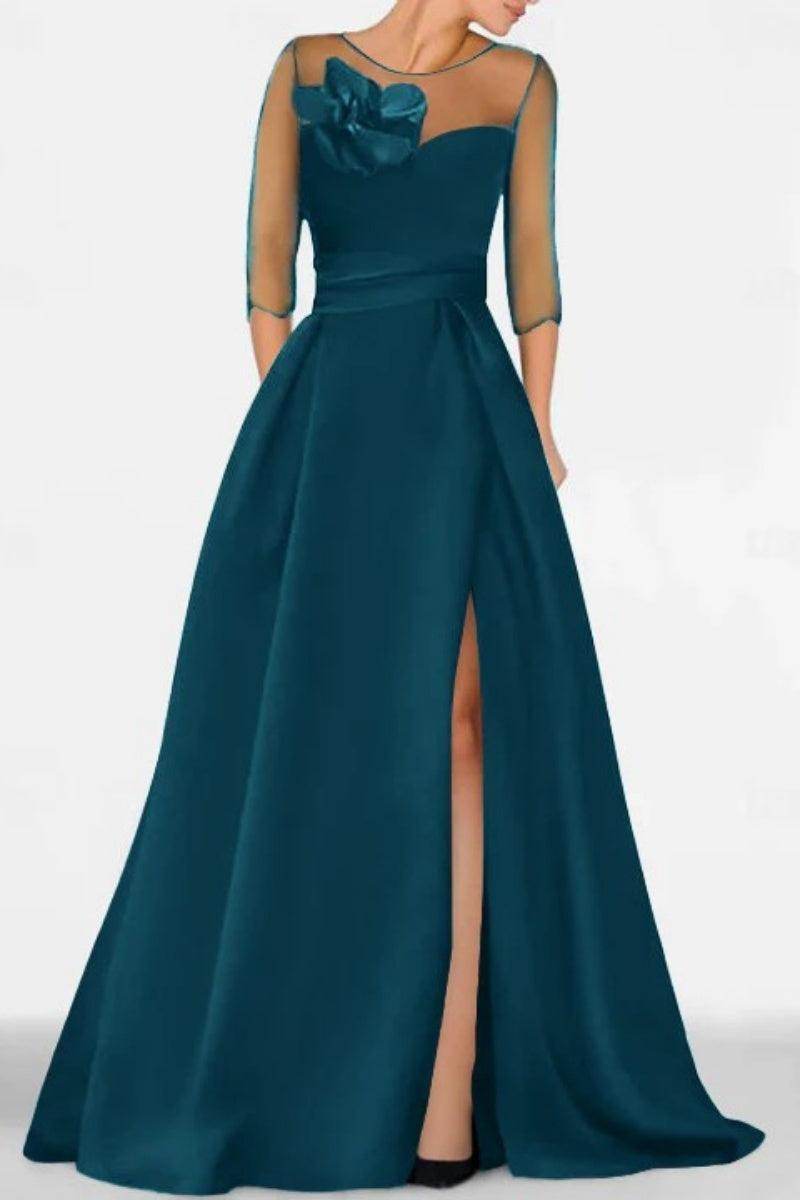 A Line Sweetheart 3/4 Sleeves High Split Mother Dresses CM0338