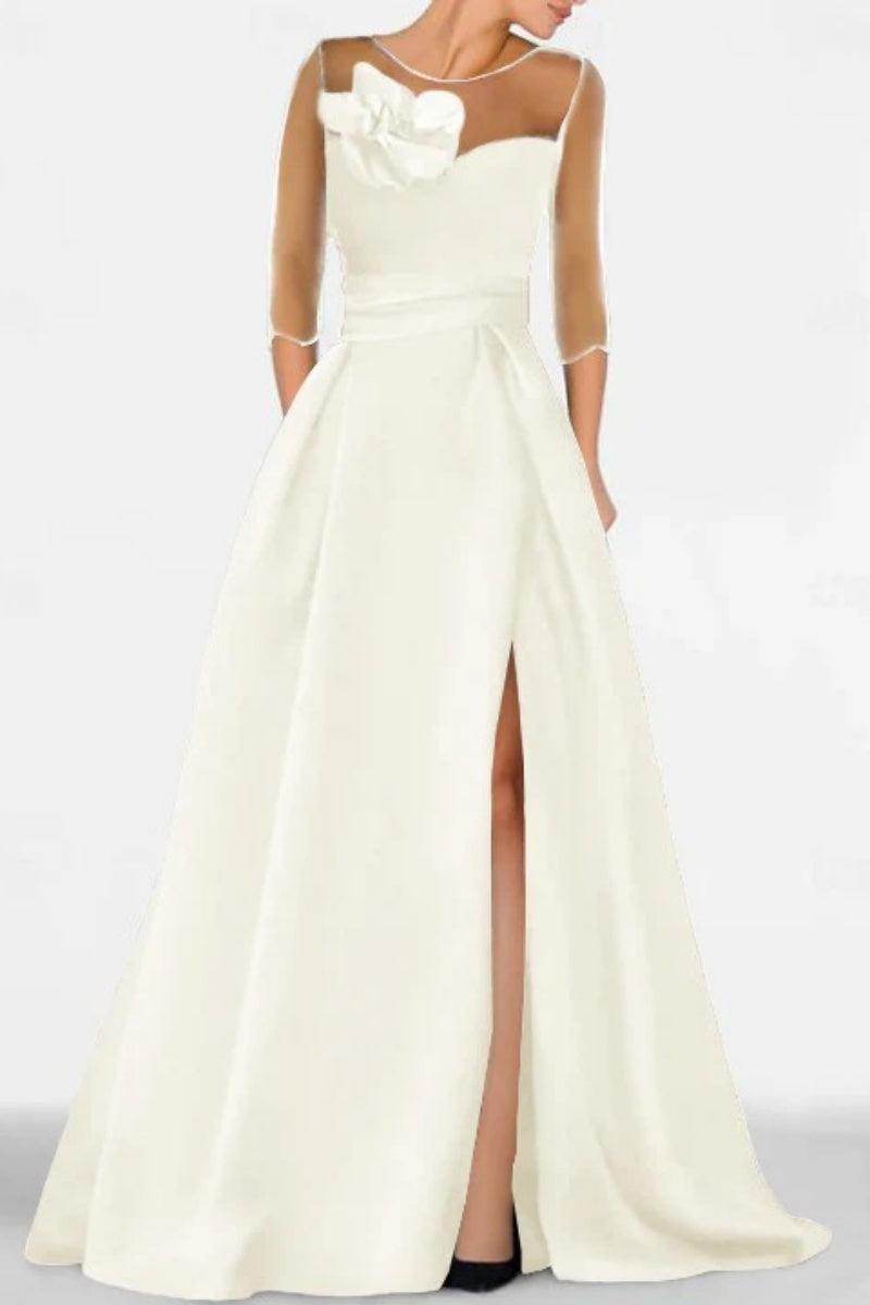 A Line Sweetheart 3/4 Sleeves High Split Mother Dresses CM0338