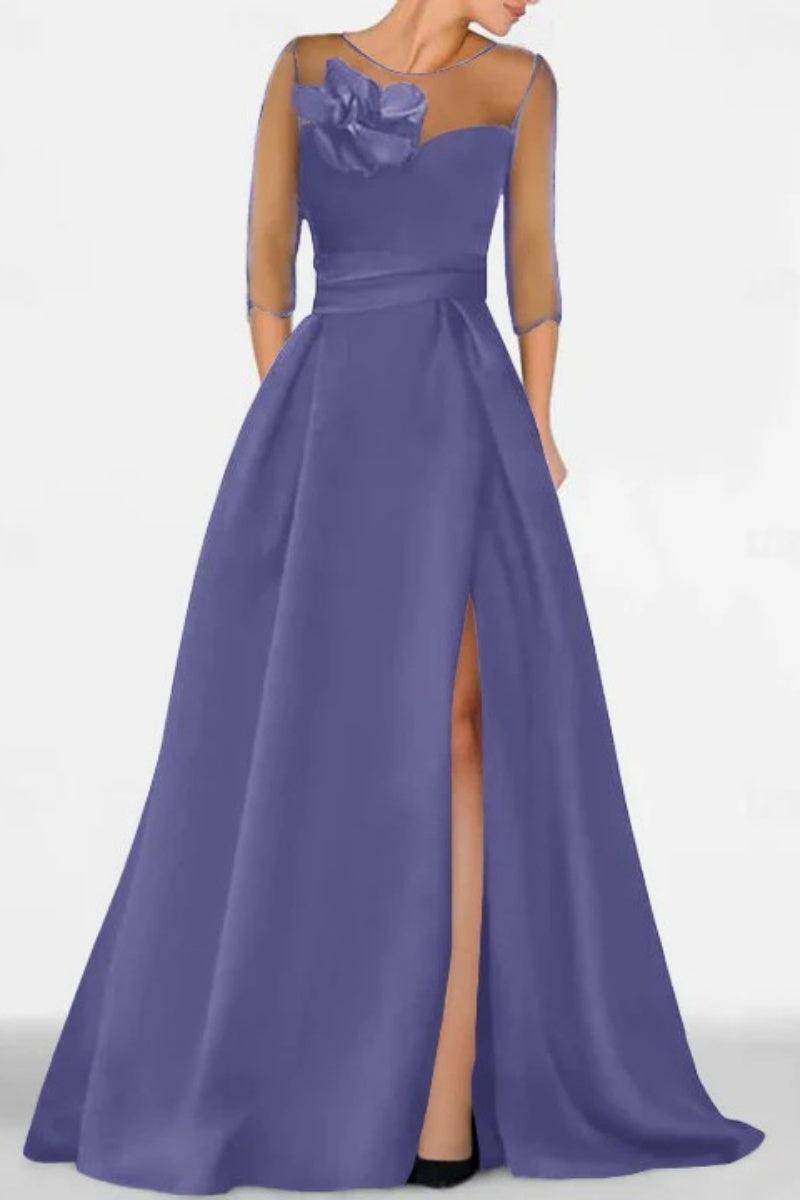 A Line Sweetheart 3/4 Sleeves High Split Mother Dresses CM0338