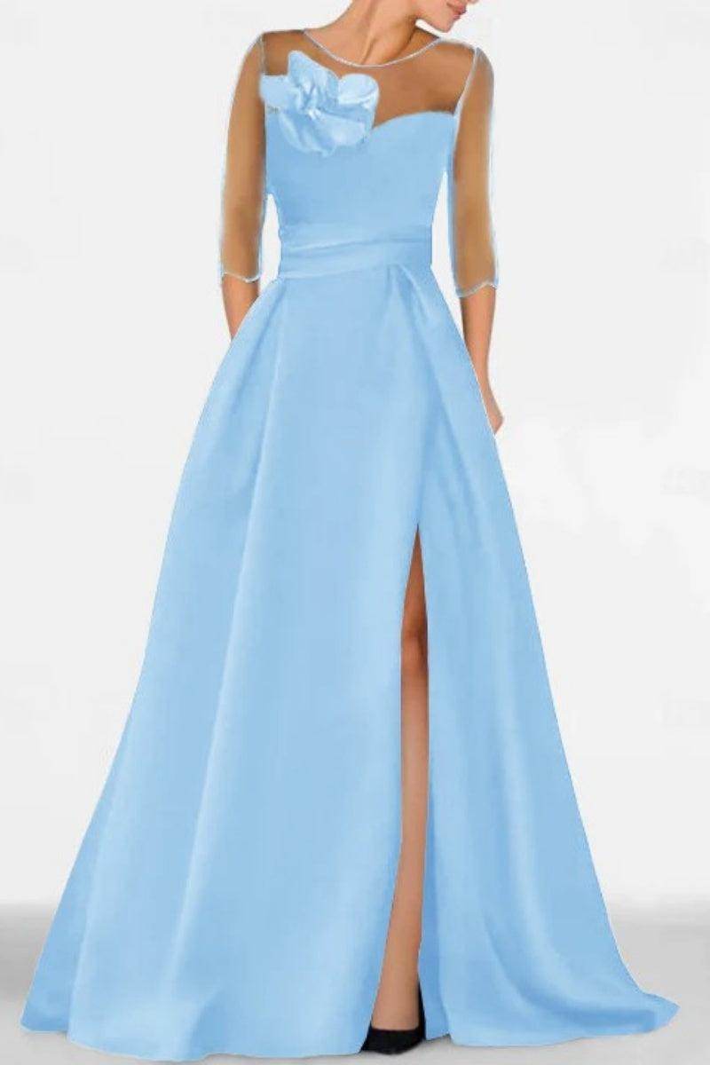 A Line Sweetheart 3/4 Sleeves High Split Mother Dresses CM0338
