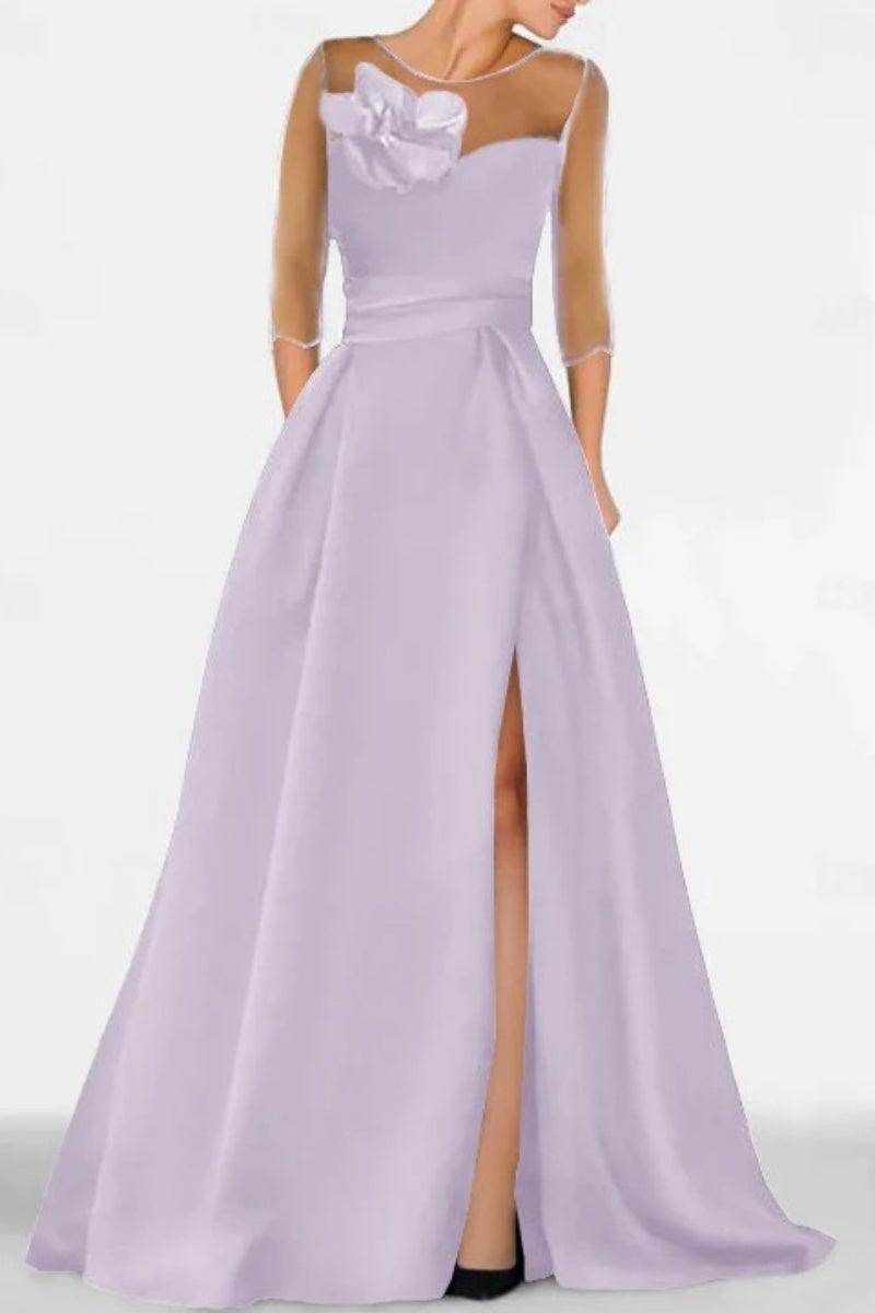 A Line Sweetheart 3/4 Sleeves High Split Mother Dresses CM0338