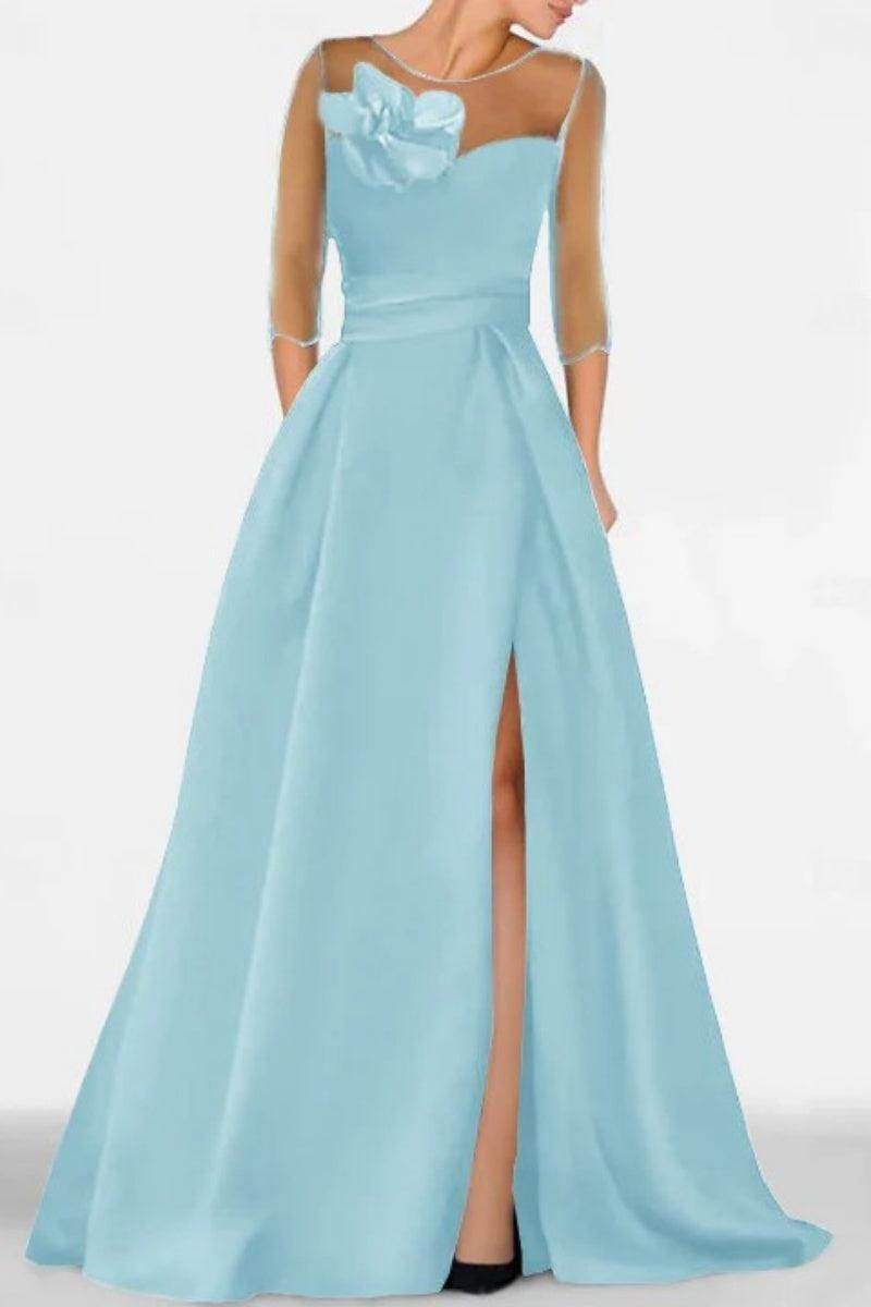 A Line Sweetheart 3/4 Sleeves High Split Mother Dresses CM0338