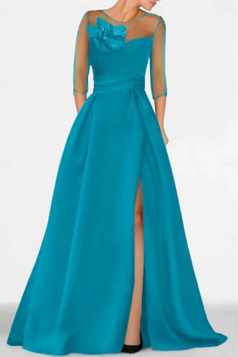 A Line Sweetheart 3/4 Sleeves High Split Mother Dresses CM0338