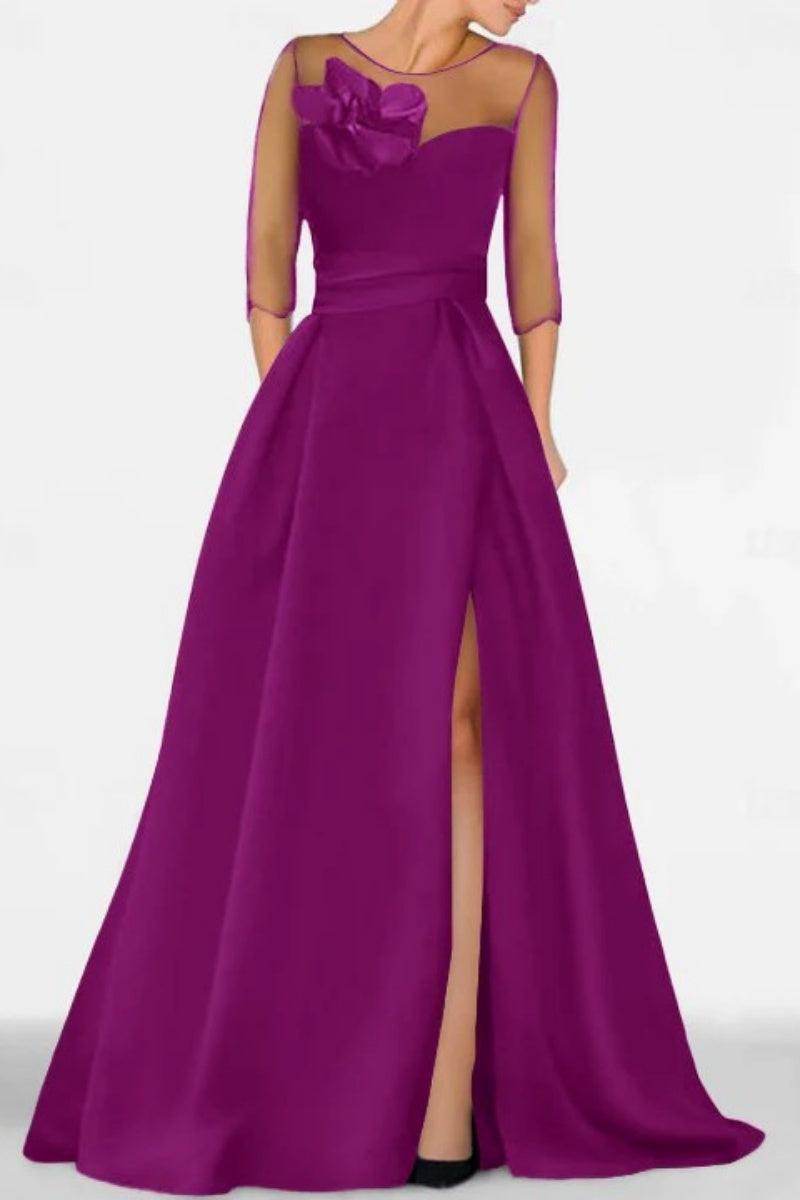 A Line Sweetheart 3/4 Sleeves High Split Mother Dresses CM0338