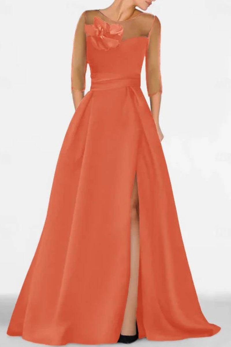 A Line Sweetheart 3/4 Sleeves High Split Mother Dresses CM0338