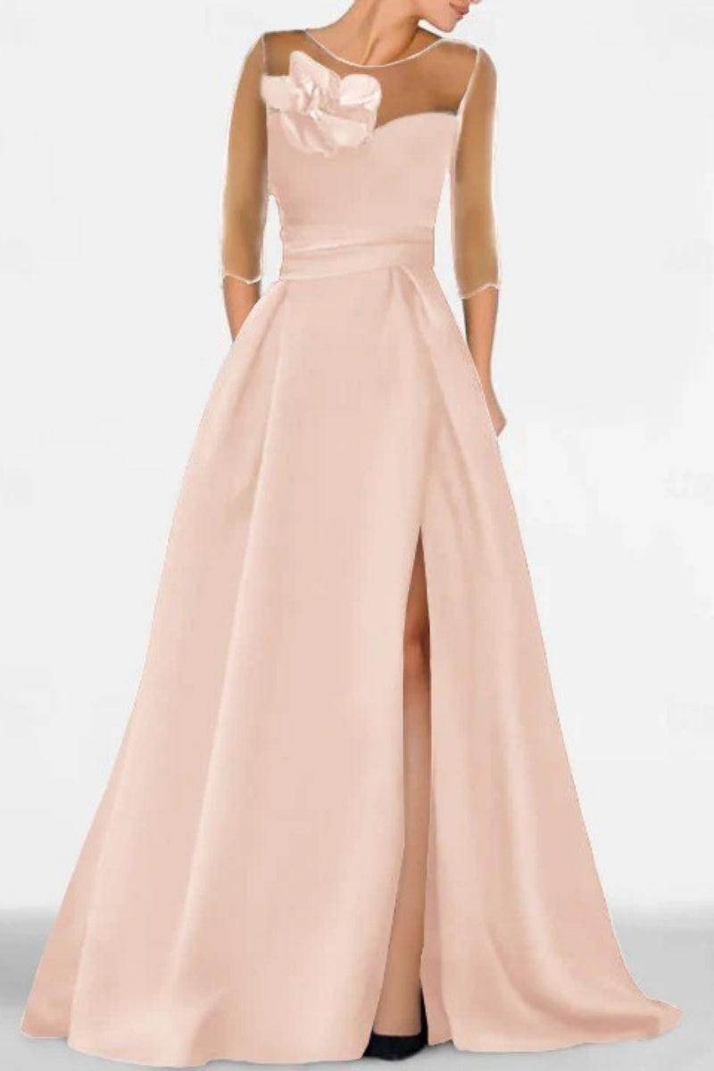 A Line Sweetheart 3/4 Sleeves High Split Mother Dresses CM0338