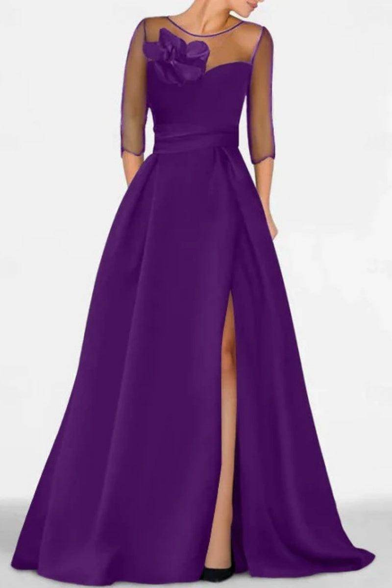 A Line Sweetheart 3/4 Sleeves High Split Mother Dresses CM0338