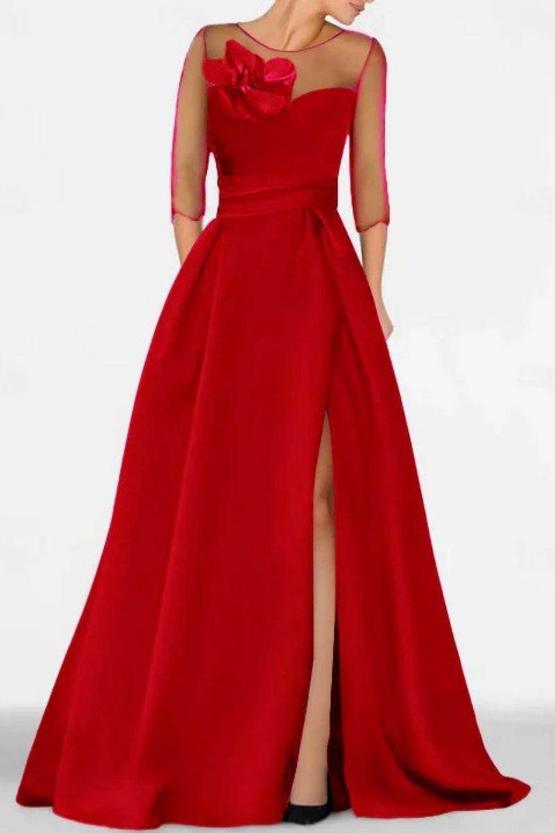 A Line Sweetheart 3/4 Sleeves High Split Mother Dresses CM0338