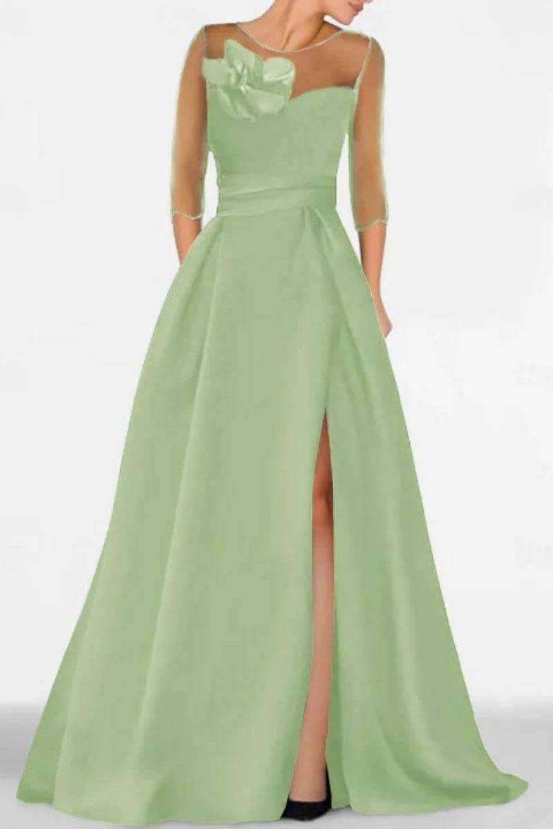 A Line Sweetheart 3/4 Sleeves High Split Mother Dresses CM0338