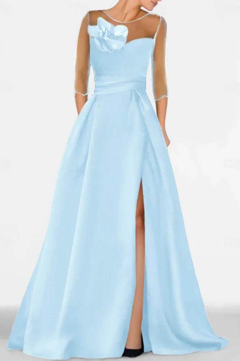 A Line Sweetheart 3/4 Sleeves High Split Mother Dresses CM0338