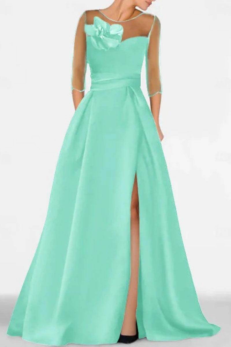 A Line Sweetheart 3/4 Sleeves High Split Mother Dresses CM0338