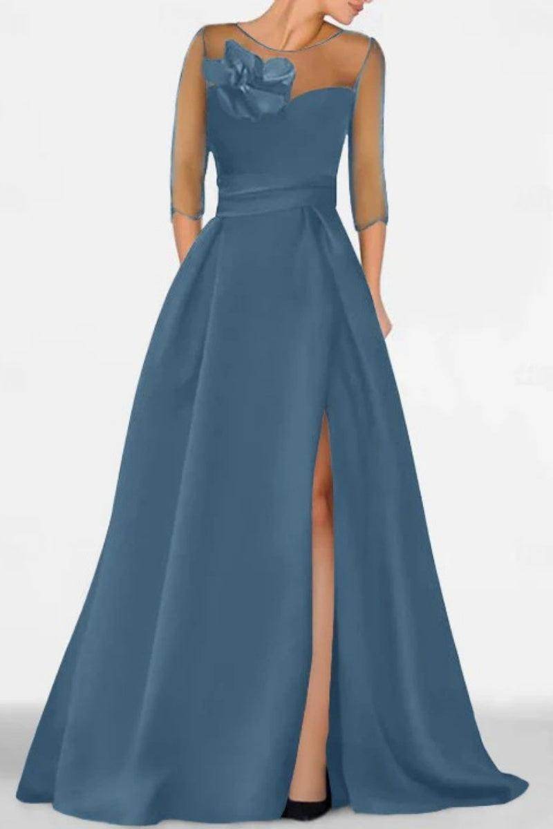 A Line Sweetheart 3/4 Sleeves High Split Mother Dresses CM0338