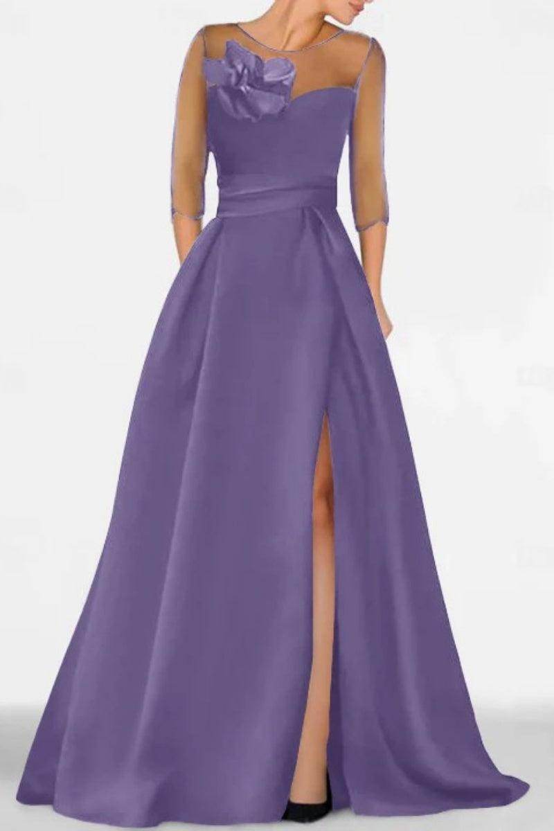 A Line Sweetheart 3/4 Sleeves High Split Mother Dresses CM0338