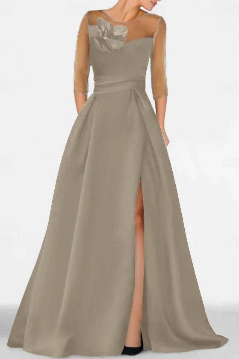 A Line Sweetheart 3/4 Sleeves High Split Mother Dresses CM0338