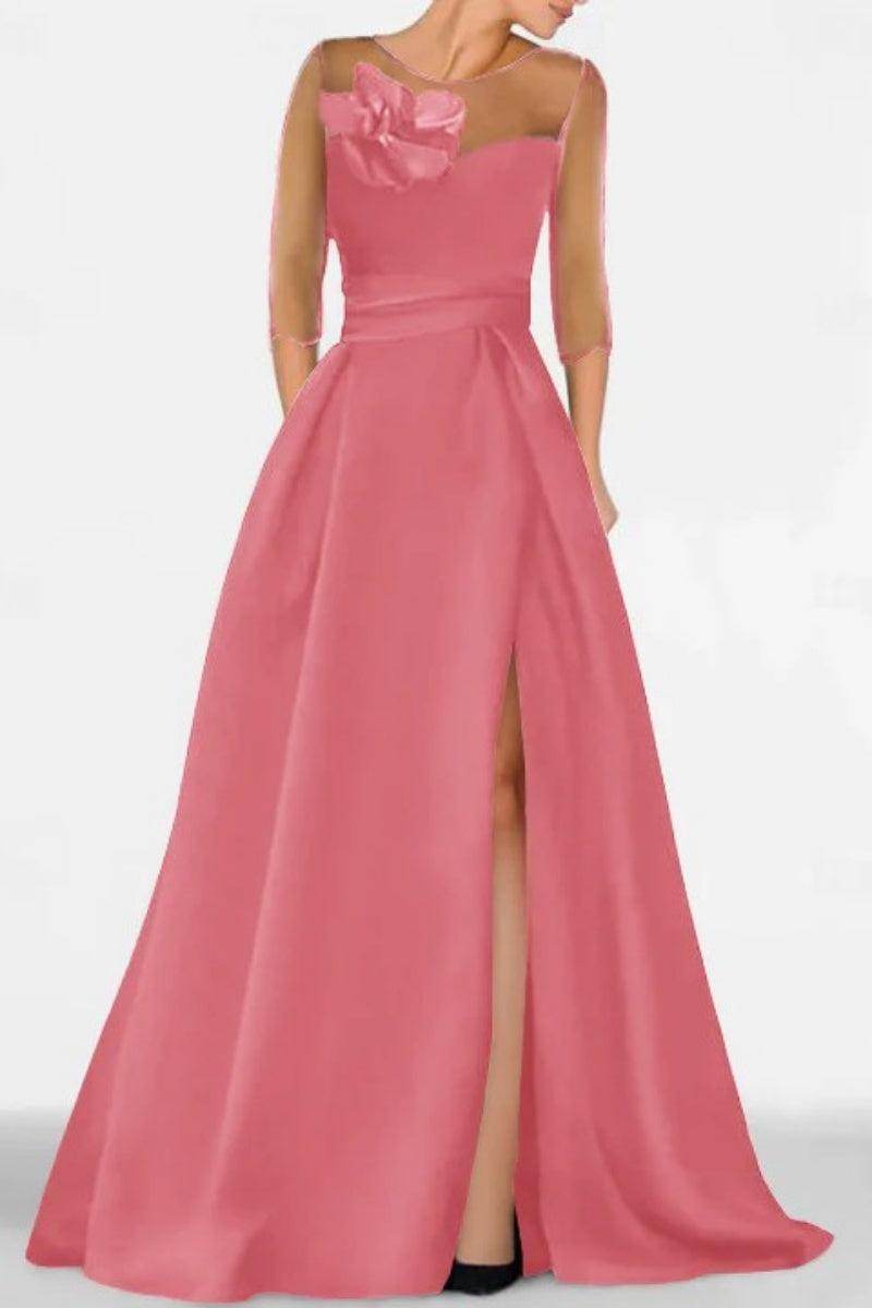 A Line Sweetheart 3/4 Sleeves High Split Mother Dresses CM0338
