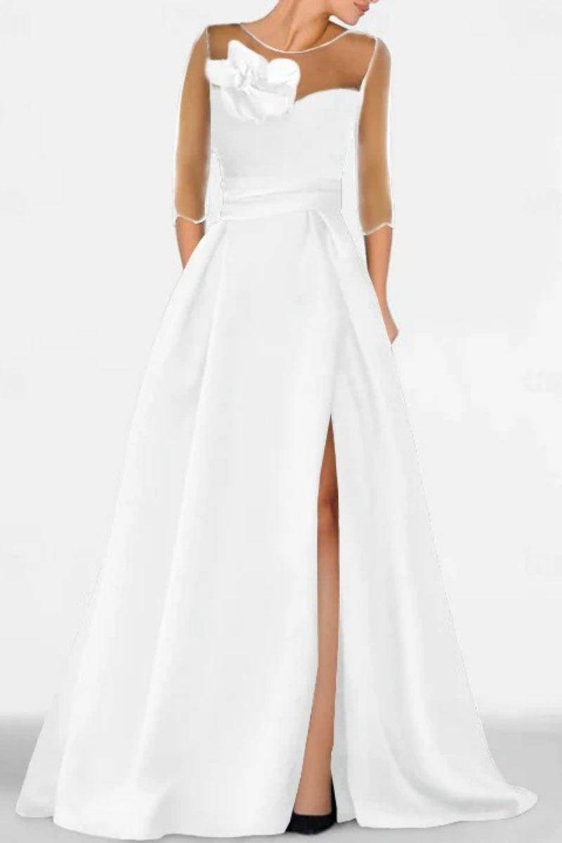 A Line Sweetheart 3/4 Sleeves High Split Mother Dresses CM0338