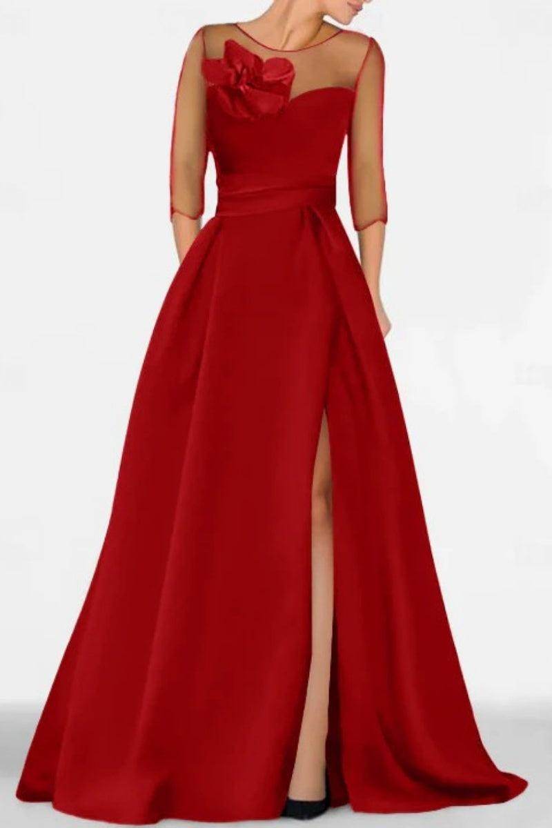 A Line Sweetheart 3/4 Sleeves High Split Mother Dresses CM0338