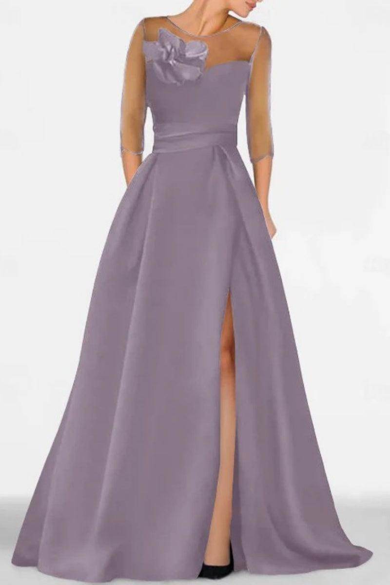 A Line Sweetheart 3/4 Sleeves High Split Mother Dresses CM0338