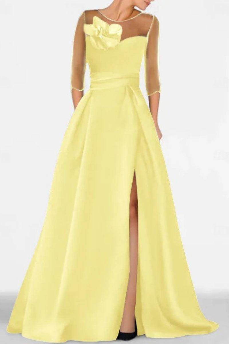 A Line Sweetheart 3/4 Sleeves High Split Mother Dresses CM0338
