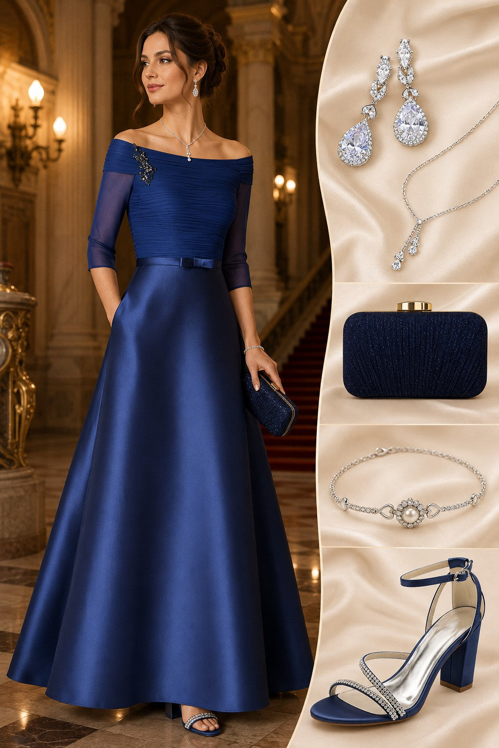 A Line Off The Shoulder Short Sleeves Applique Mother Dresses CM0339