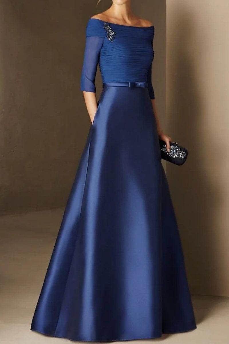A Line Off The Shoulder Short Sleeves Applique Mother Dresses CM0339