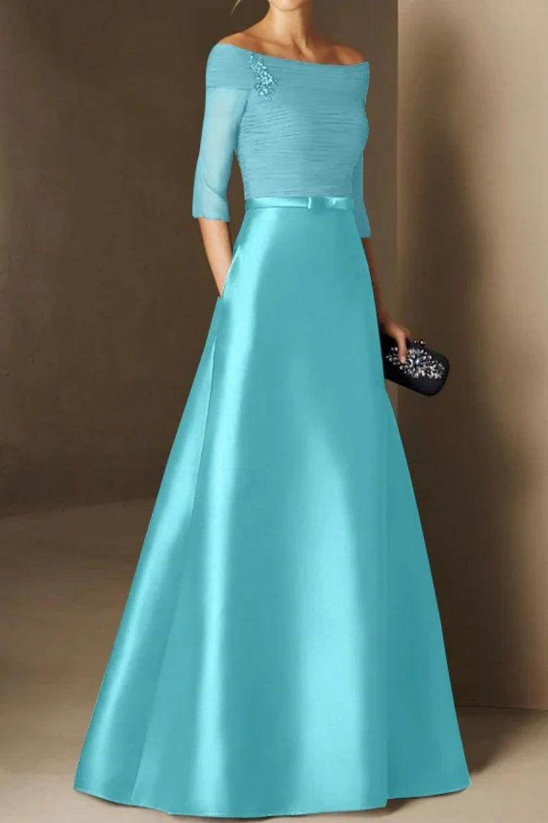 A Line Off The Shoulder Short Sleeves Applique Mother Dresses CM0339