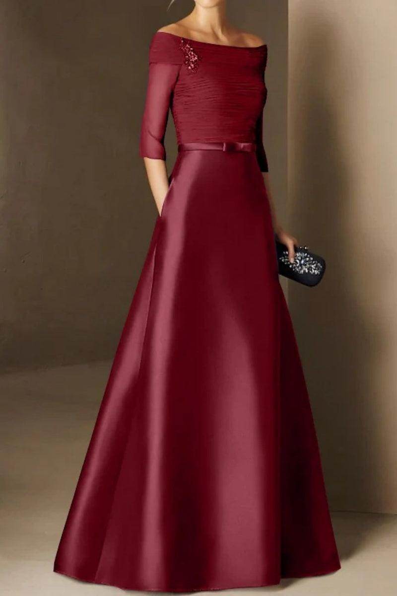 A Line Off The Shoulder Short Sleeves Applique Mother Dresses CM0339