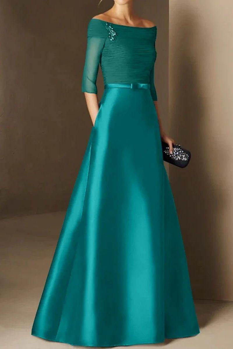 A Line Off The Shoulder Short Sleeves Applique Mother Dresses CM0339