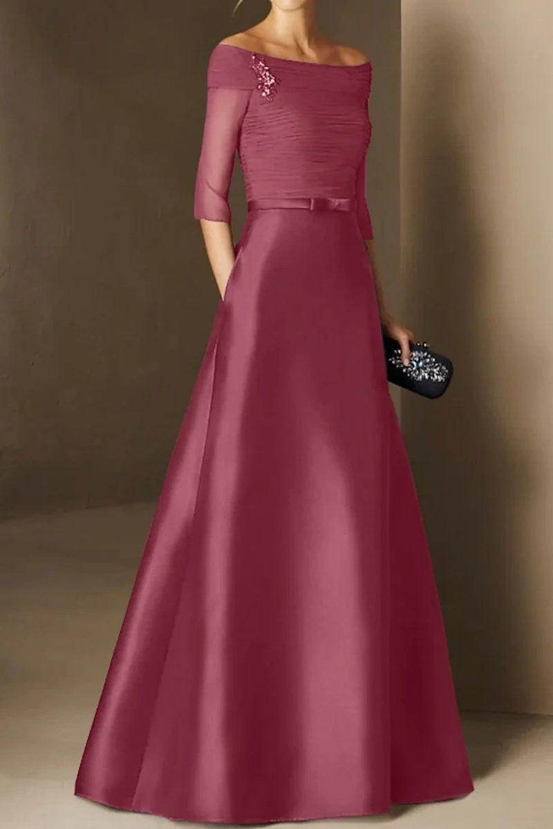 A Line Off The Shoulder Short Sleeves Applique Mother Dresses CM0339