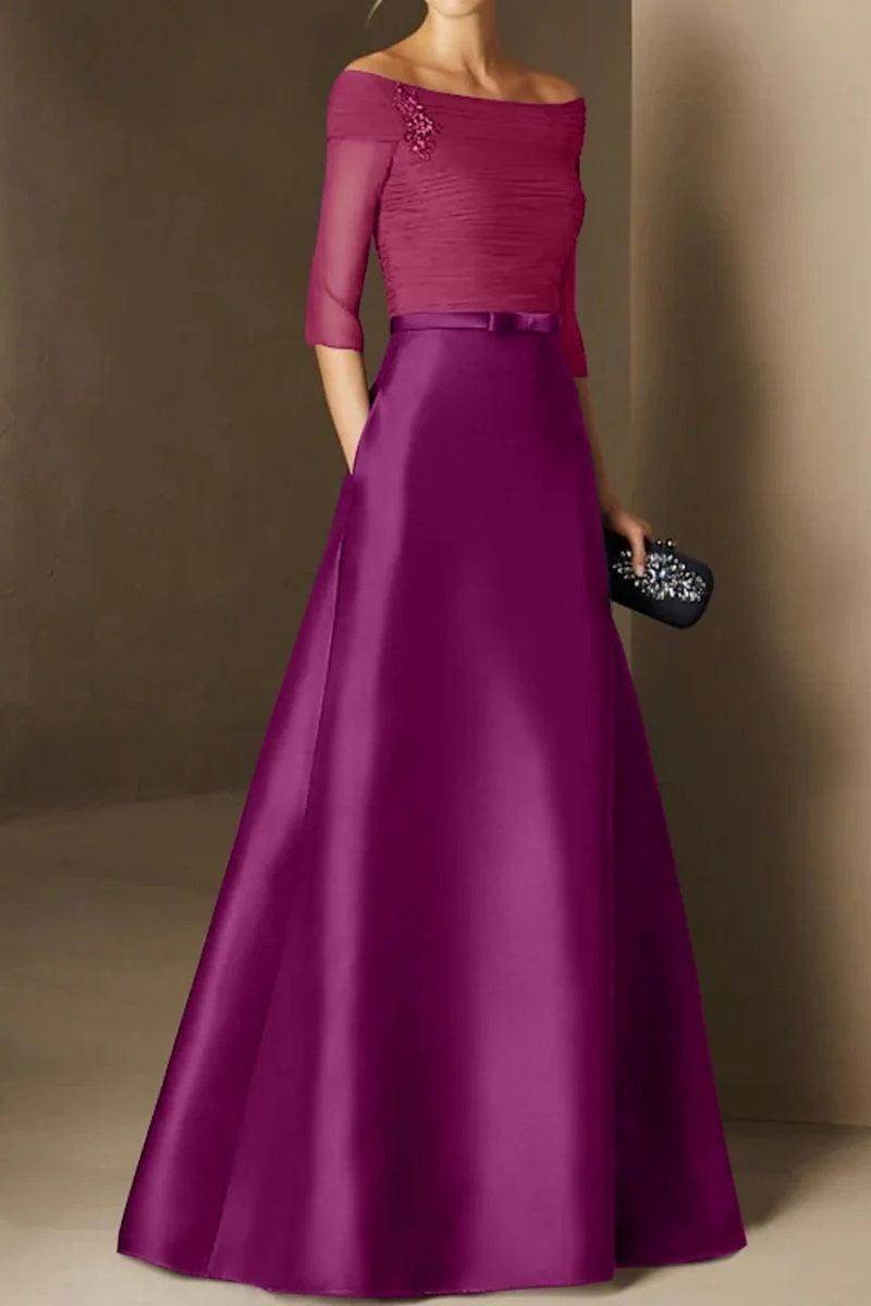 A Line Off The Shoulder Short Sleeves Applique Mother Dresses CM0339