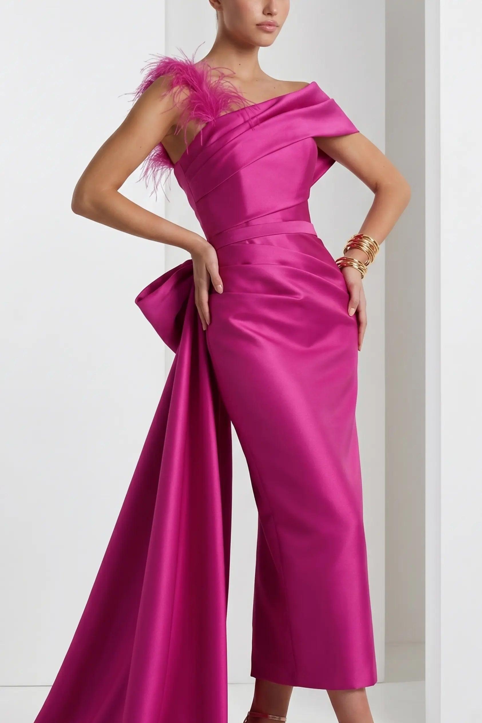 One Shoulder Evening Gown Mikado Mother Of The Bride Dresses CM0340