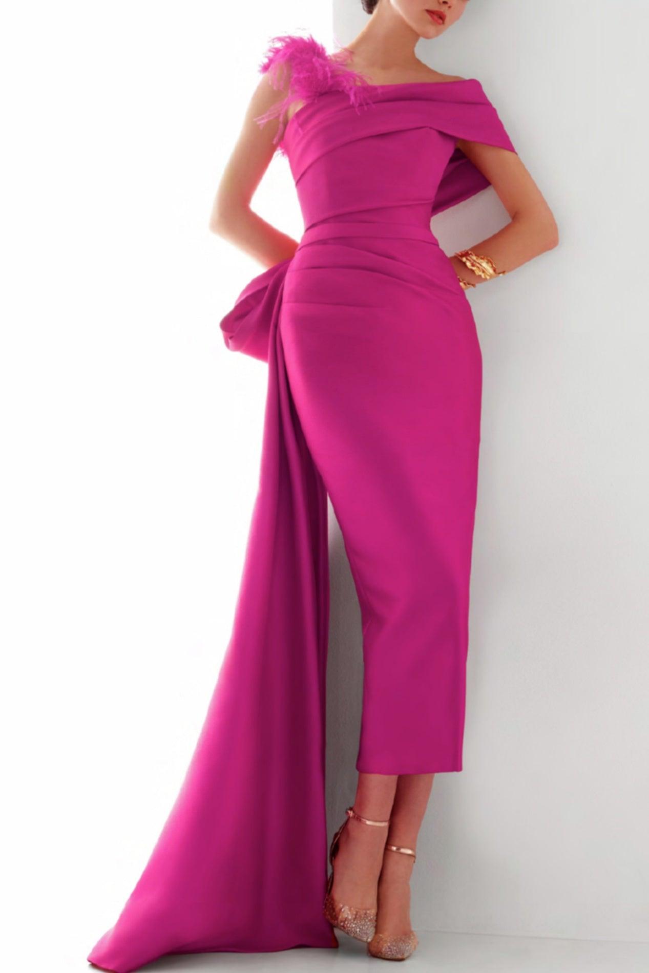 One Shoulder Evening Gown Mikado Mother Of The Bride Dresses CM0340
