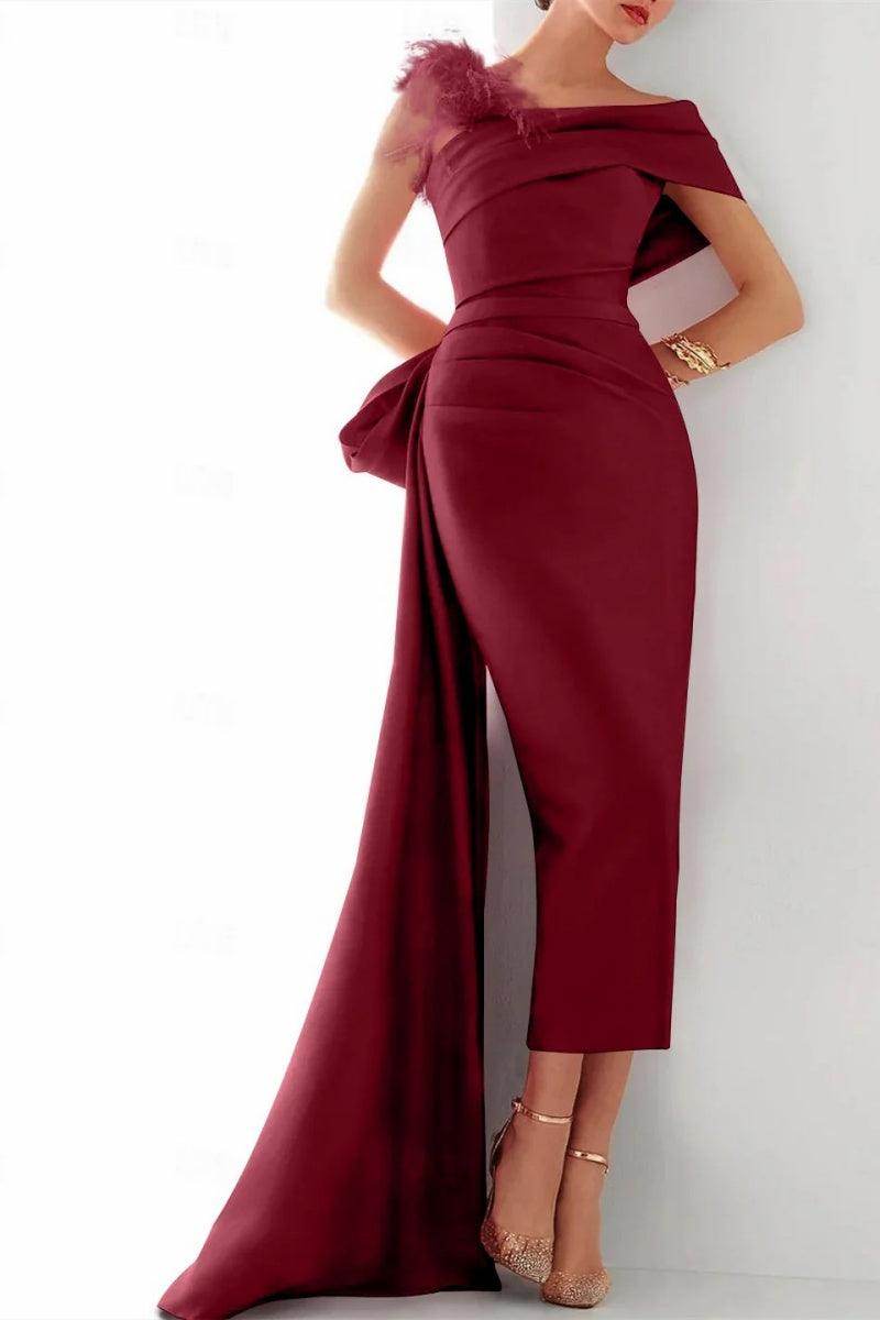 One Shoulder Evening Gown Mikado Mother Of The Bride Dresses CM0340