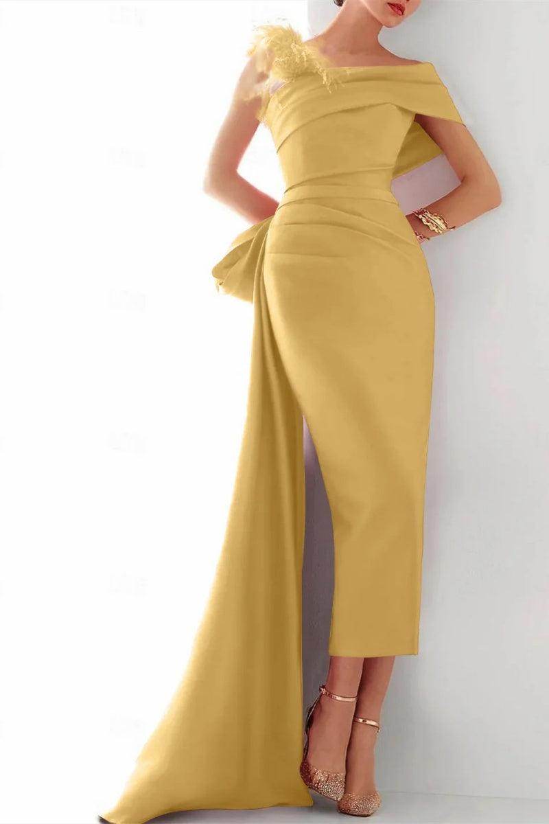 One Shoulder Evening Gown Mikado Mother Of The Bride Dresses CM0340