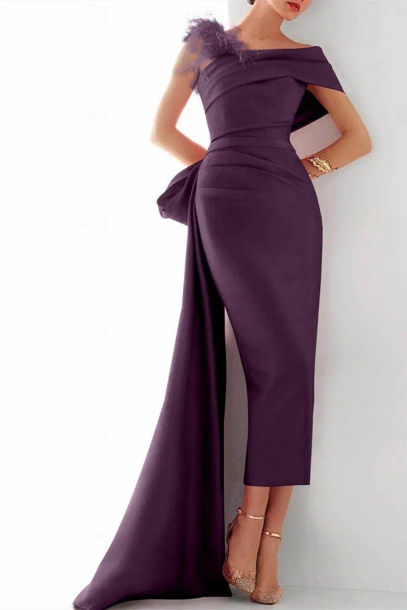 One Shoulder Evening Gown Mikado Mother Of The Bride Dresses CM0340